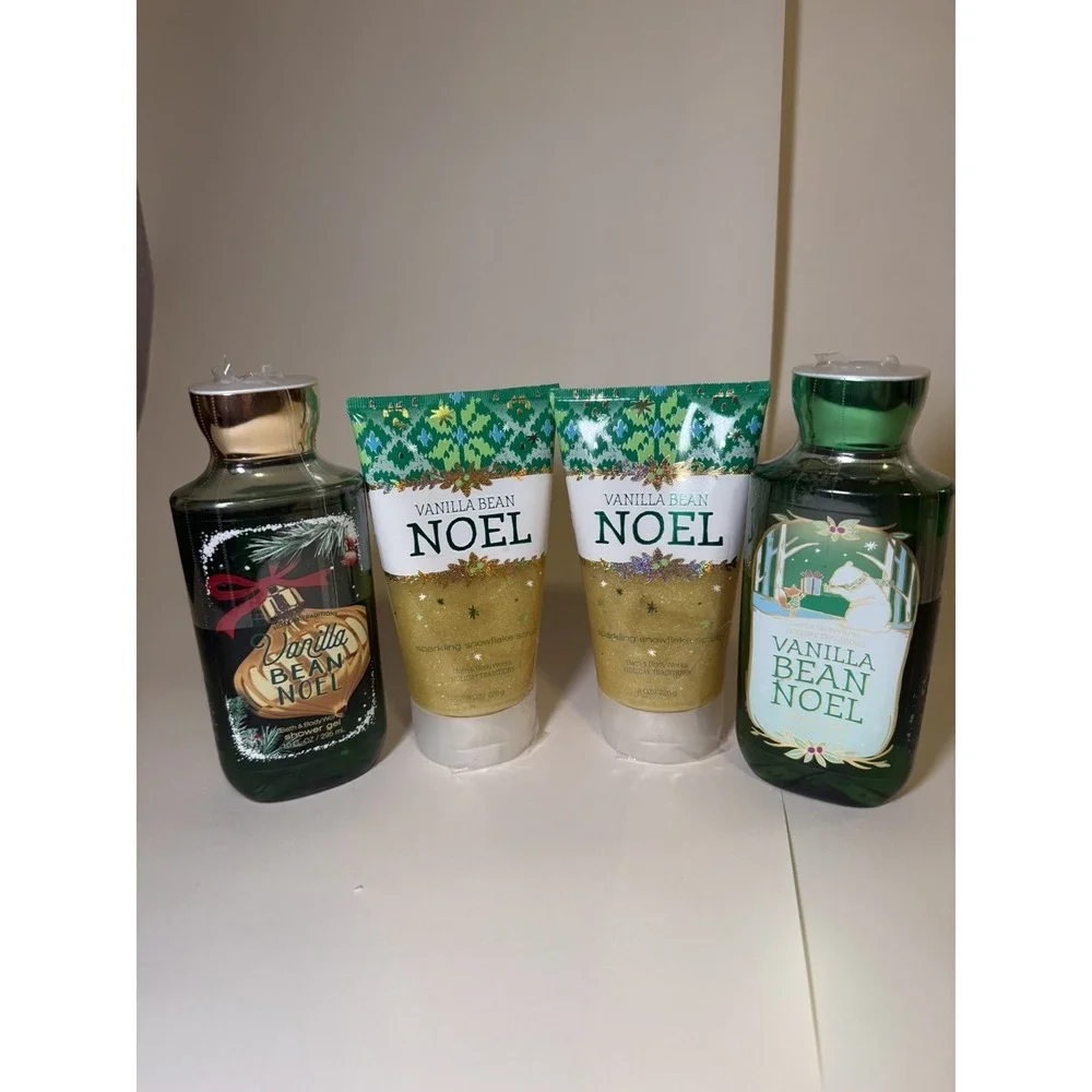 Bath & Body Works Vanilla Bean Noel Shower Gel & Body Scrub NEW SEALED (4-Pk)